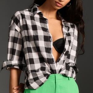 NWT Anthropologie Bennet Buttondown Shirt by Maeve: Buffalo Check Edition